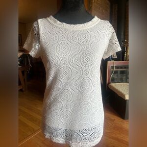 Banana Republic white crochet look small top